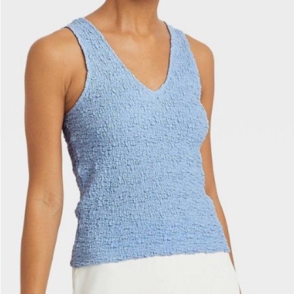 A New Day Bubble Texture Blue Tank Top